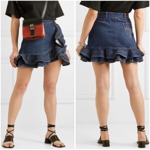 Lee x Self-Portrait Tiered Ruffle HemMini Skirt, 4 US